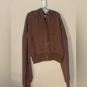 Cropped Brown Zip Up